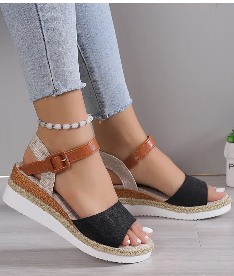 Fashion Shoes Women Sandals Wedge Shoes For Women Espadrilles Women's Sandals Non-Slip Retro Women Heels Female Footwear
