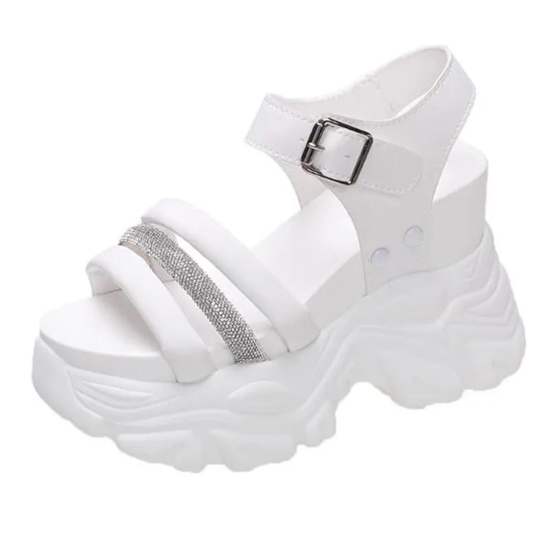 New Women Summer Wedge Sandals Transparent PVC Crystal Chunky Platform Shoes Woman Rainbow Thick Bottom Sandalias
