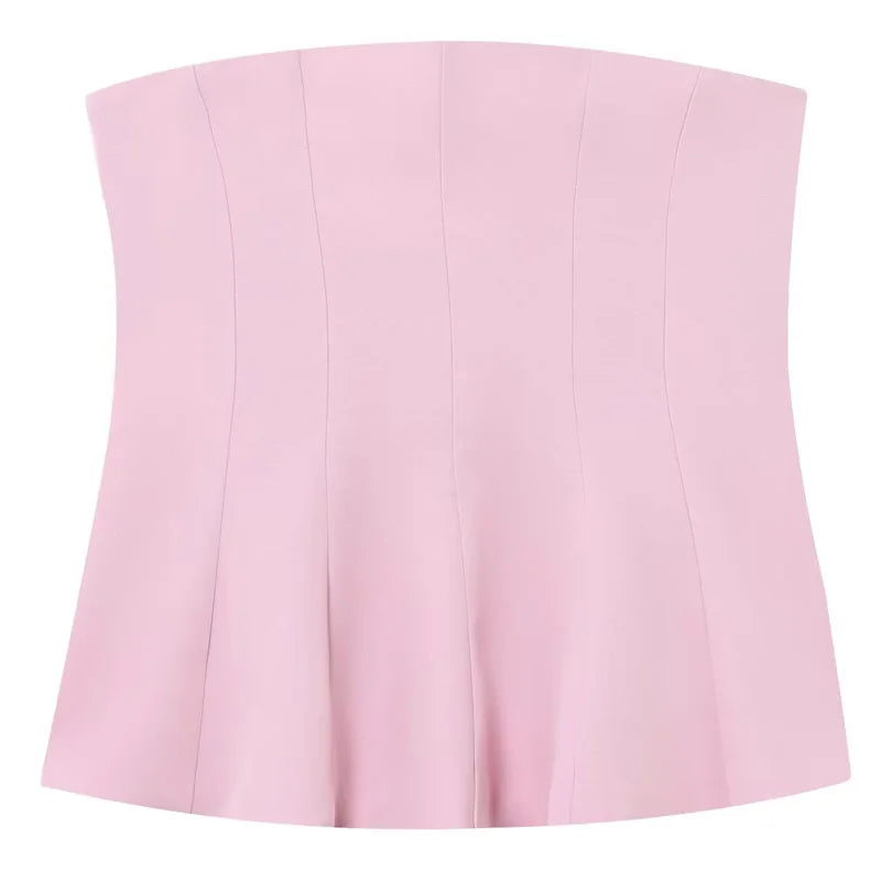 HXAO Strapless Corset Top Women 2025 Tanks & Camis Pink White Blue Top Ruffled Off Shoulder Backless Tank Top Cute Tube Tops 066