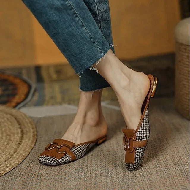 Fashion Women Sandals Elegant Casual Shoes for Woman 2022 Slip On Ladies Flats Office Party Square Heels Sandals Zapatos Mujer