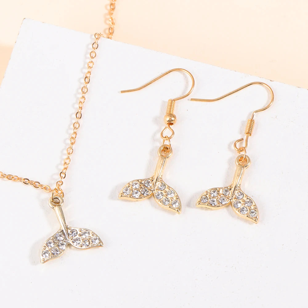 Gold/Silver Color Jewelry Set Luxury Shining Zircon Bear Crown Planet Earrings Necklace Sets For Party Anniversary Exquisite Gif