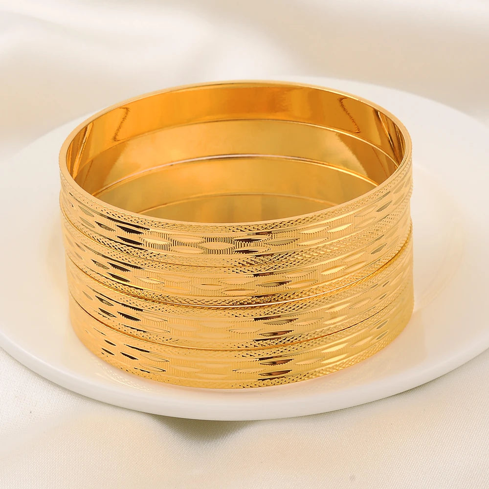 Classic Fashion 65MM Golden plating Dubai Wedding Bangles For Women Ethiopian Jewelry Indian Bracelets Birthday Jewelry Gift