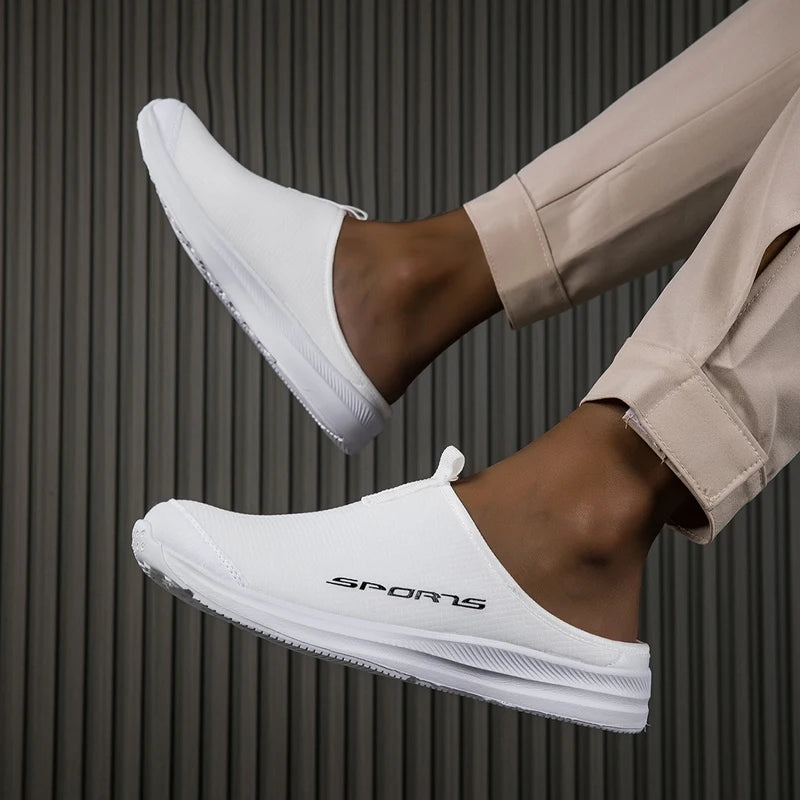 Men's Summer Slip-On Shoes Lightweight Casual Half Slippers for Women's Outdoor Soft Bottom Support Walking Shoes Size 36-46