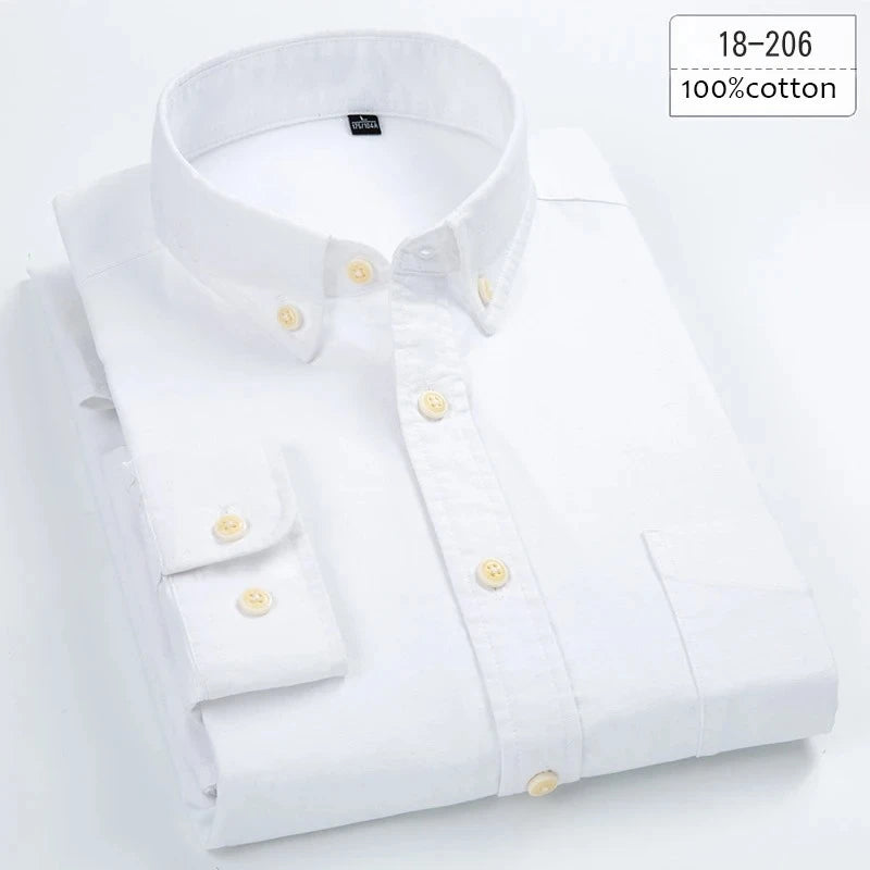 New in shirt plus size 8xL long-sleeve 100%cotton shirts for men slim fit formal plain shirt soft white black office clothes