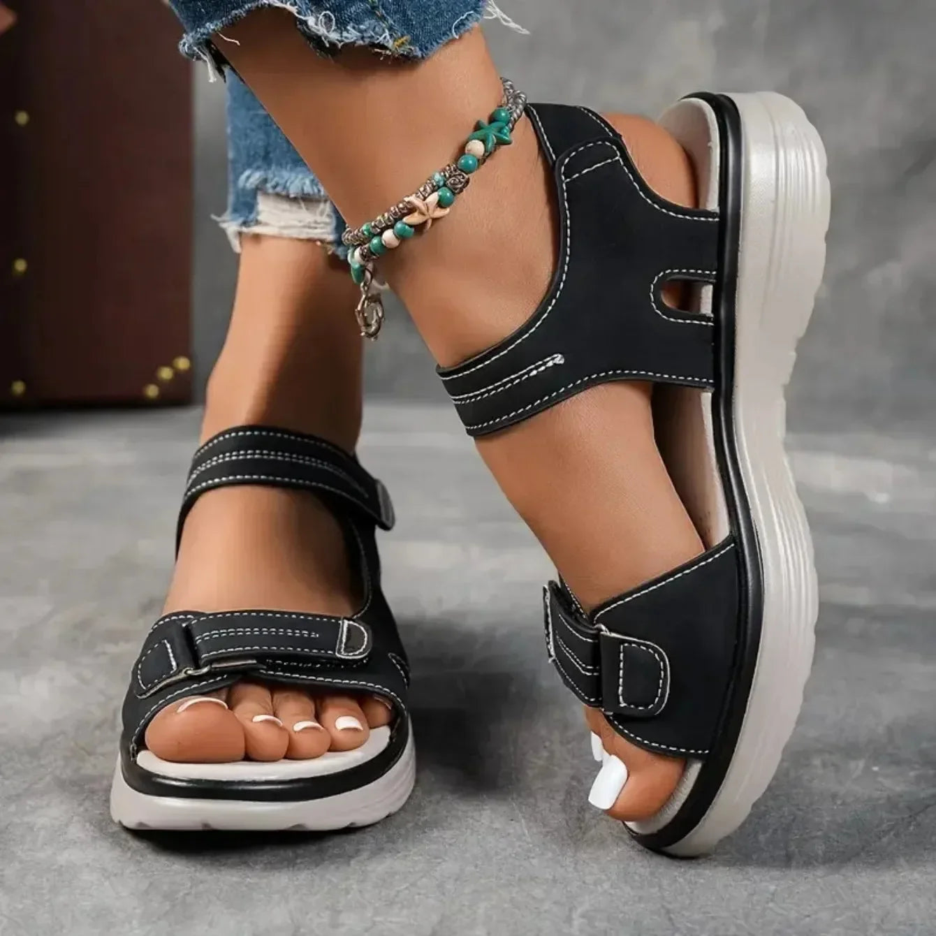 New Summer Wedge Sandals Casual Women Comfortable Fashion Thick Sole Outdoor Platform Sandals Non Slip Wading Beach Shoes Women