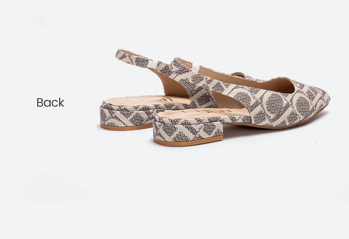 Classic Style Fashion Women's Heeled Single Shoes Wear Comfortable Letter Print Design Retro Versatile
