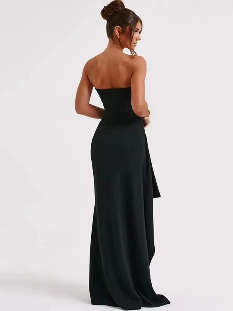 2025 Fashion Summer New Sexy Party Evening Dress Sexy Women's Dresses Black Backless Sleeveless Long Dress Elegant