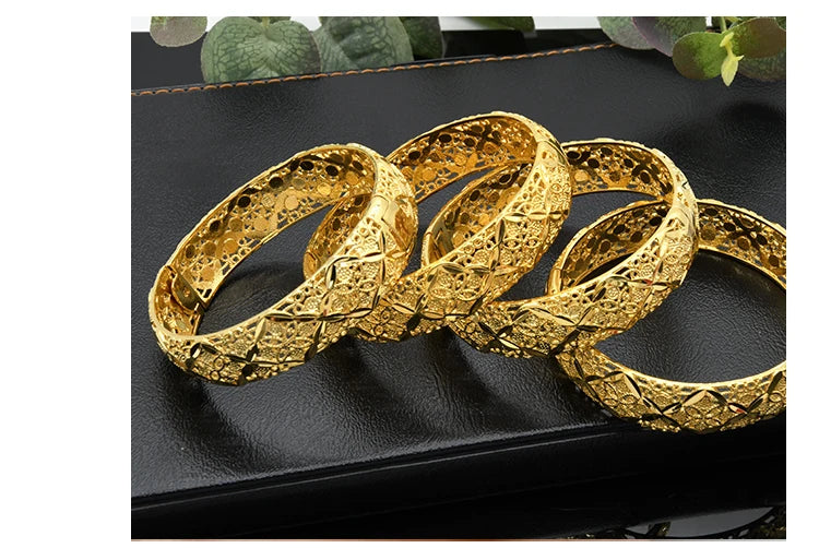 ANIID Dubai 24K Gold Plated Jewelry Bangle Wedding Party Gifts Arabic Women Braclets Indian Bangle Charm Bracelets Wholesale