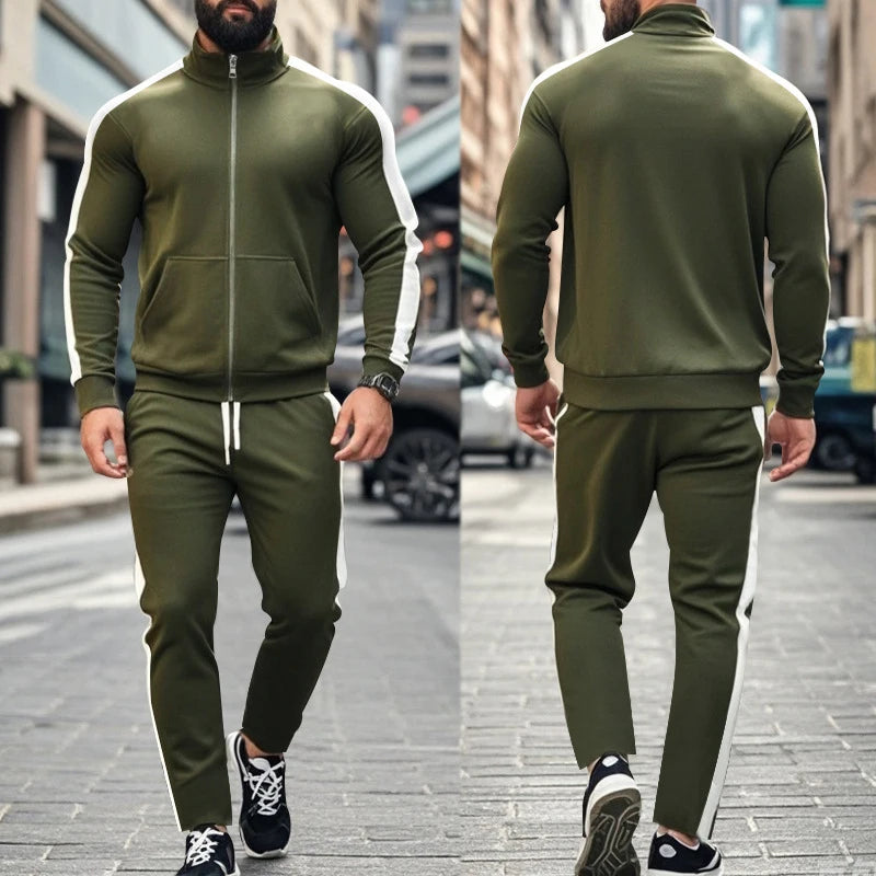 Casual Tracksuits Mens Autumn Fashion Side Striped Jackets And Pants Two Piece Sets For Men Sports Fitness Sweatsuits Streetwear