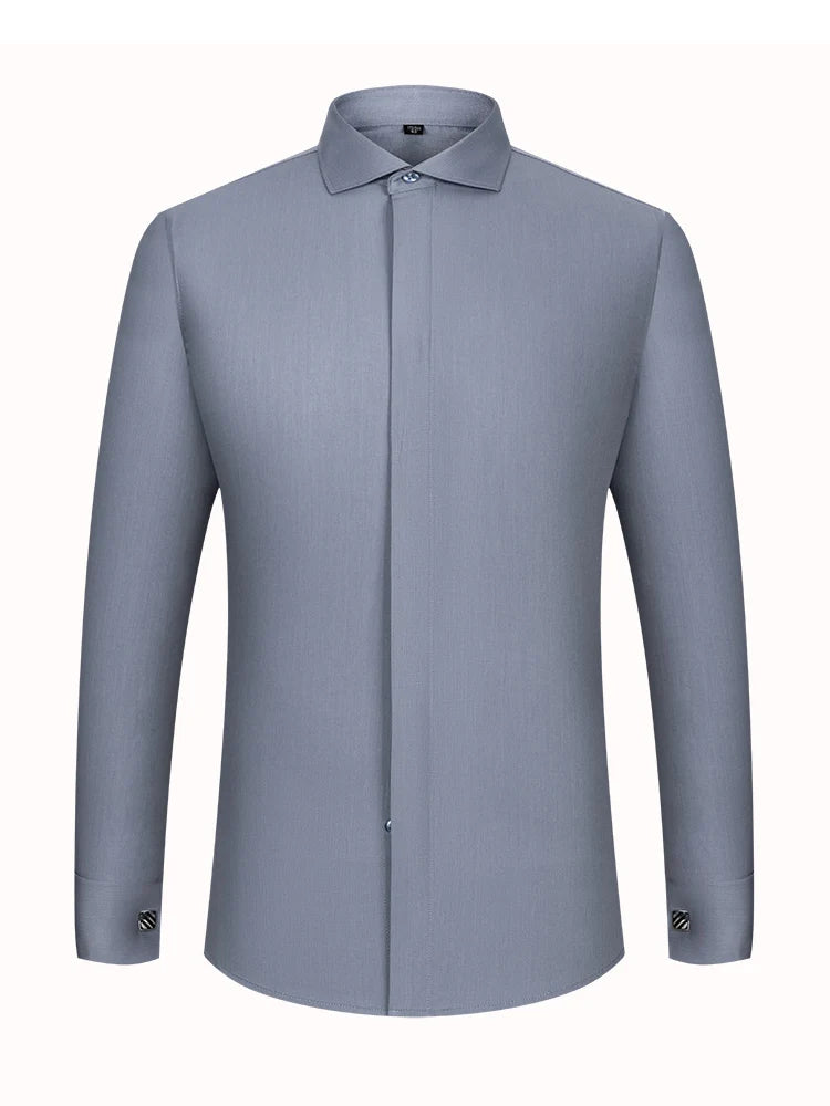 French Cuff Shirts Men's Dress Shirt Jannydaystore Formal Mens Top wear Wear ali Business Shirts zometg dress shirt