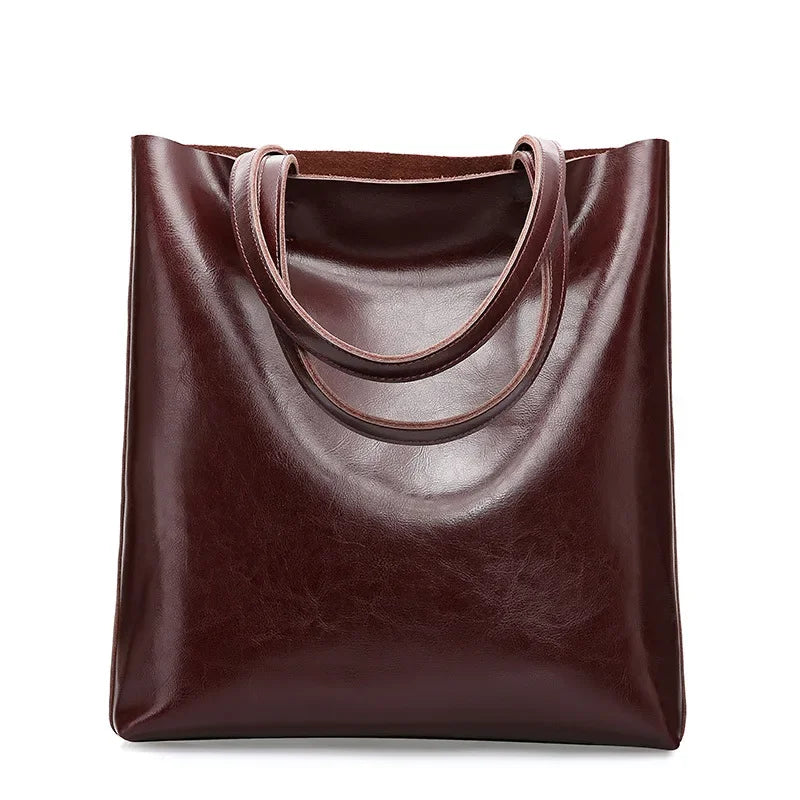 Real Leather Women's Handbag Fashion Top-handle Bags Ladies Tote Bag Minimalist Wallets Shoulder Tote Bag Portable Shopping Bag