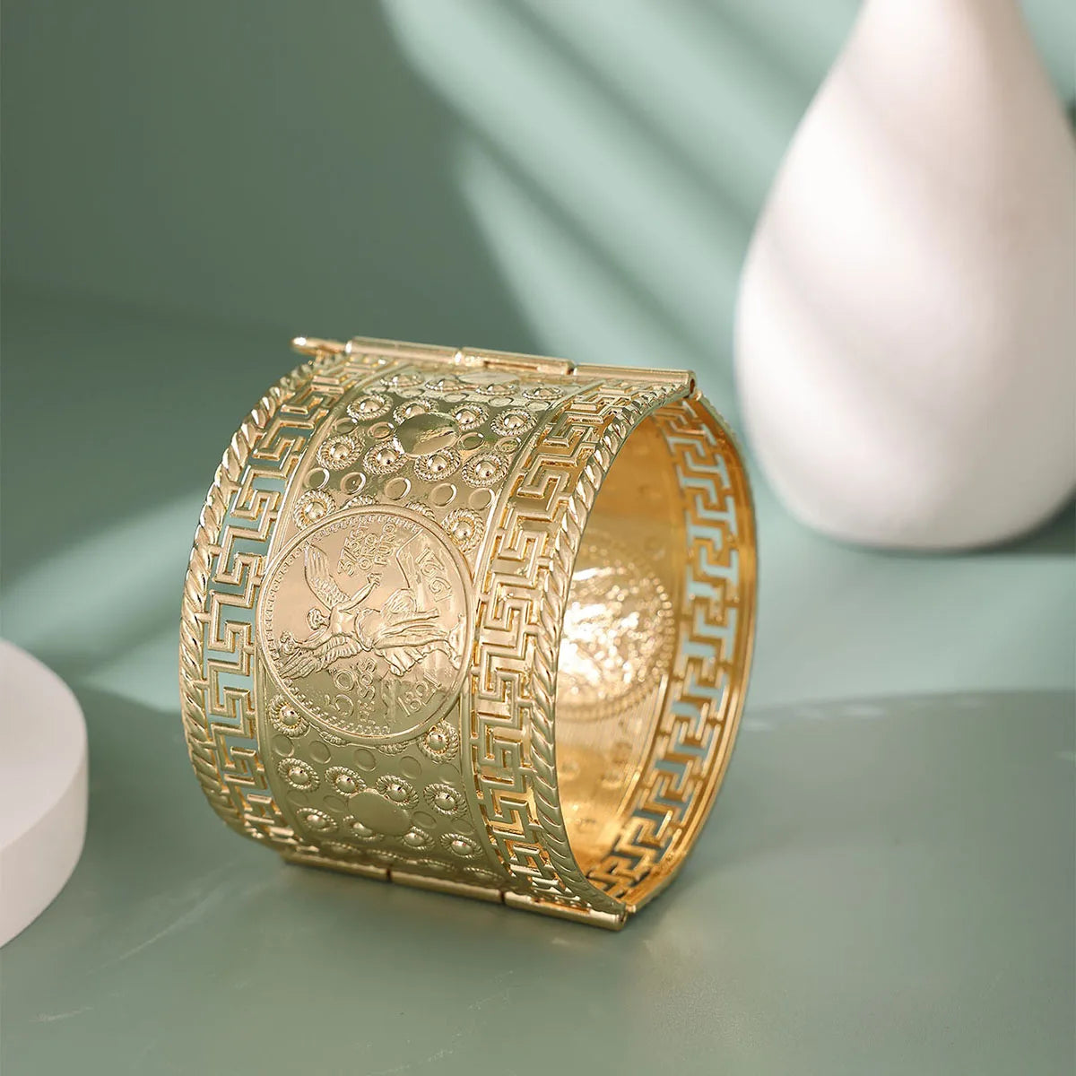 Arabic Bride Bracelet Gold Plated Bangel Coin Big Size Bracelet Algerian Traditional Jewelry Wedding Dress Accessories