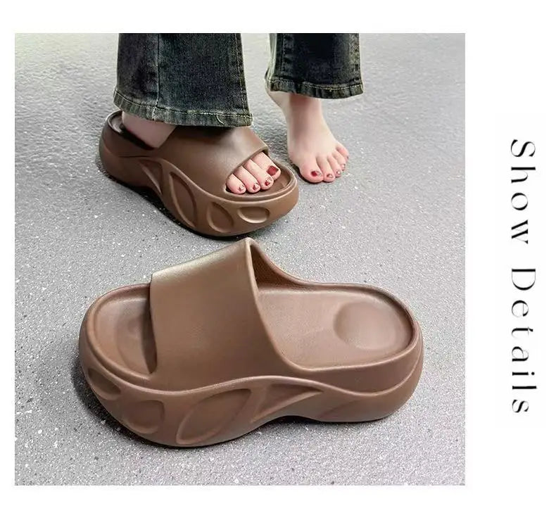 2025 New Women Sandals Women Slippers Black Wedge Platform Open Toe Women Orthopedics Thick Bottom Beach High Heels Slides