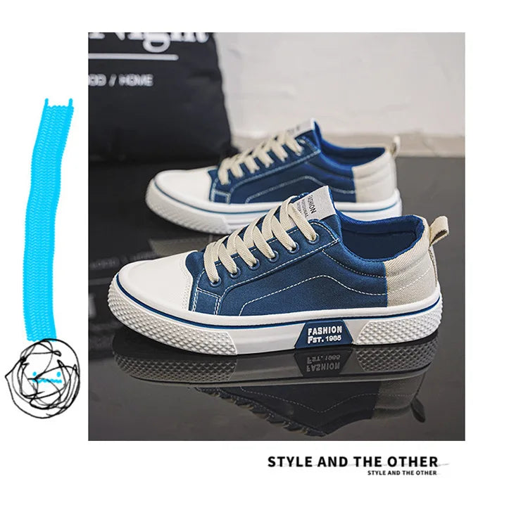 Mens Breathable Canvas Skate Shoes Soft Sole Casual Sneakers Trendy Versatile Lightweight Non-Slip Slip-On Sports Footwear 37-48
