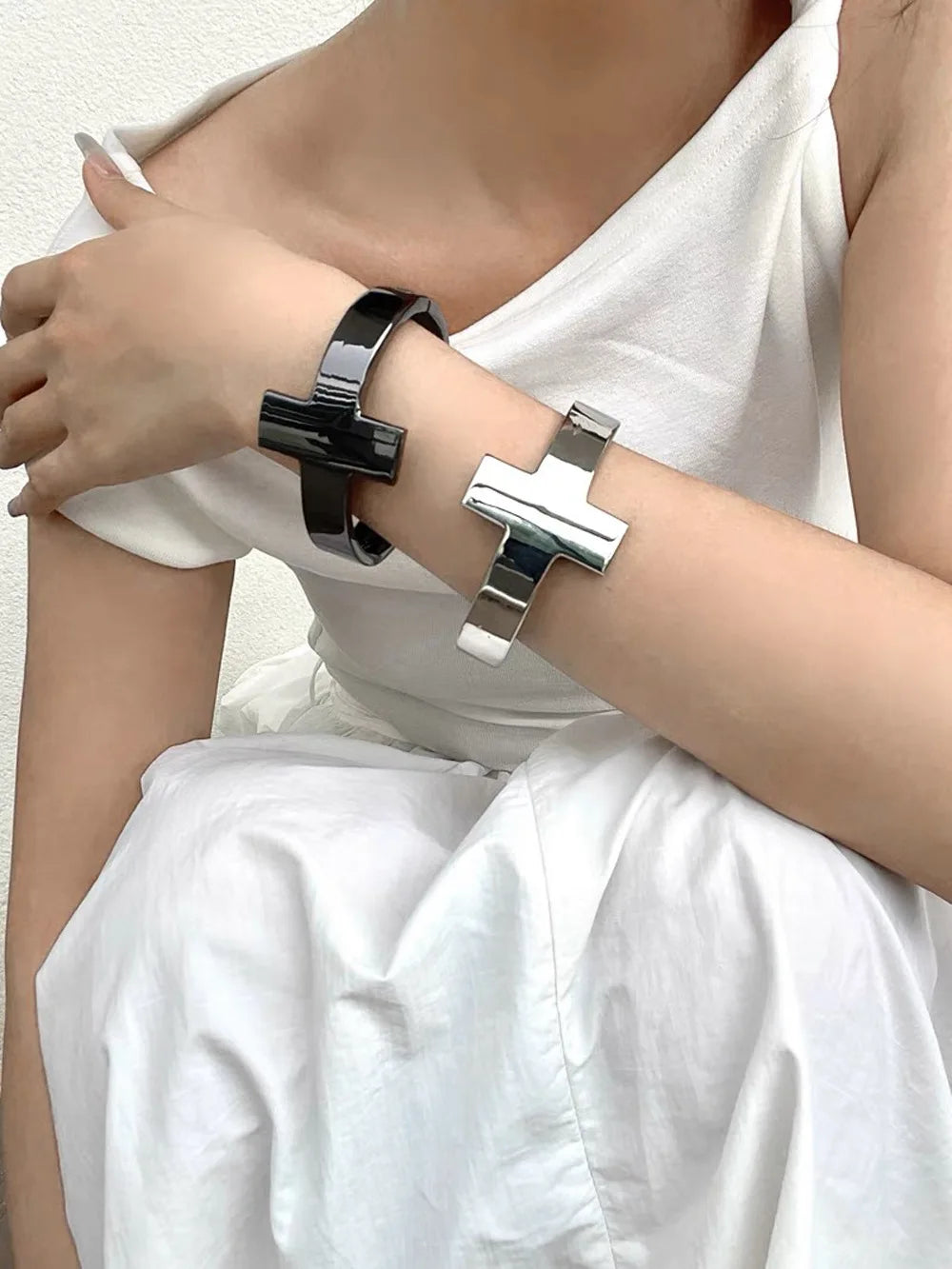 Big Cross Bangles for Women, Arm Cuff Jewelry