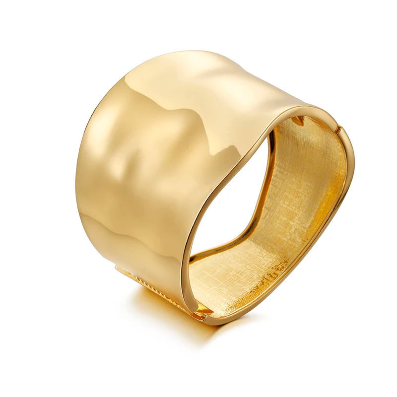 2025 Punk Hip Hop Wide Asymmetric Bangles Bracelets For Women Statement Alloy Bangles Men Jewelry Femme Accessories Manchette