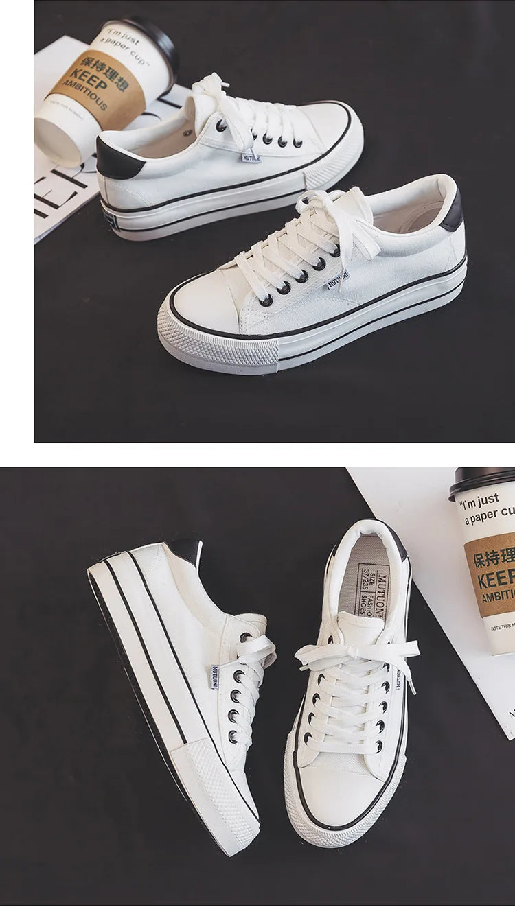 Women's Shoes Canvas Shoes Spring Thick Soled Height Increasing Sneakers Trendy Versatile Board Shoe Student Vulcanized Shoe