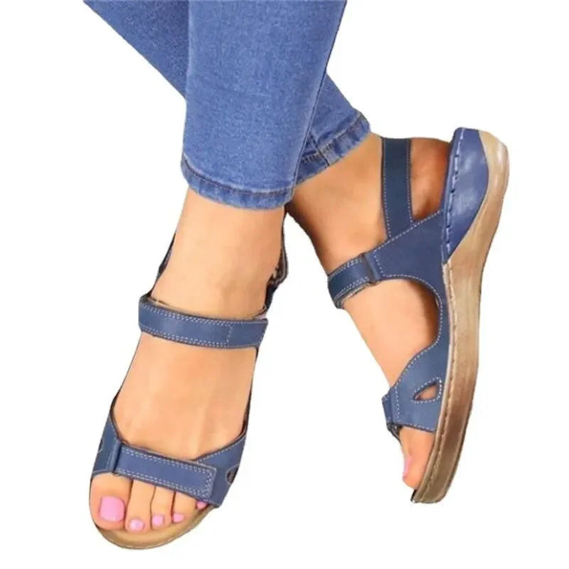 Shoes for Women 2024 Summer Women's Fish-mouth Sandals Breathable Flat Wedge Heel Open-toe Casual Daily Sandals Comfortable