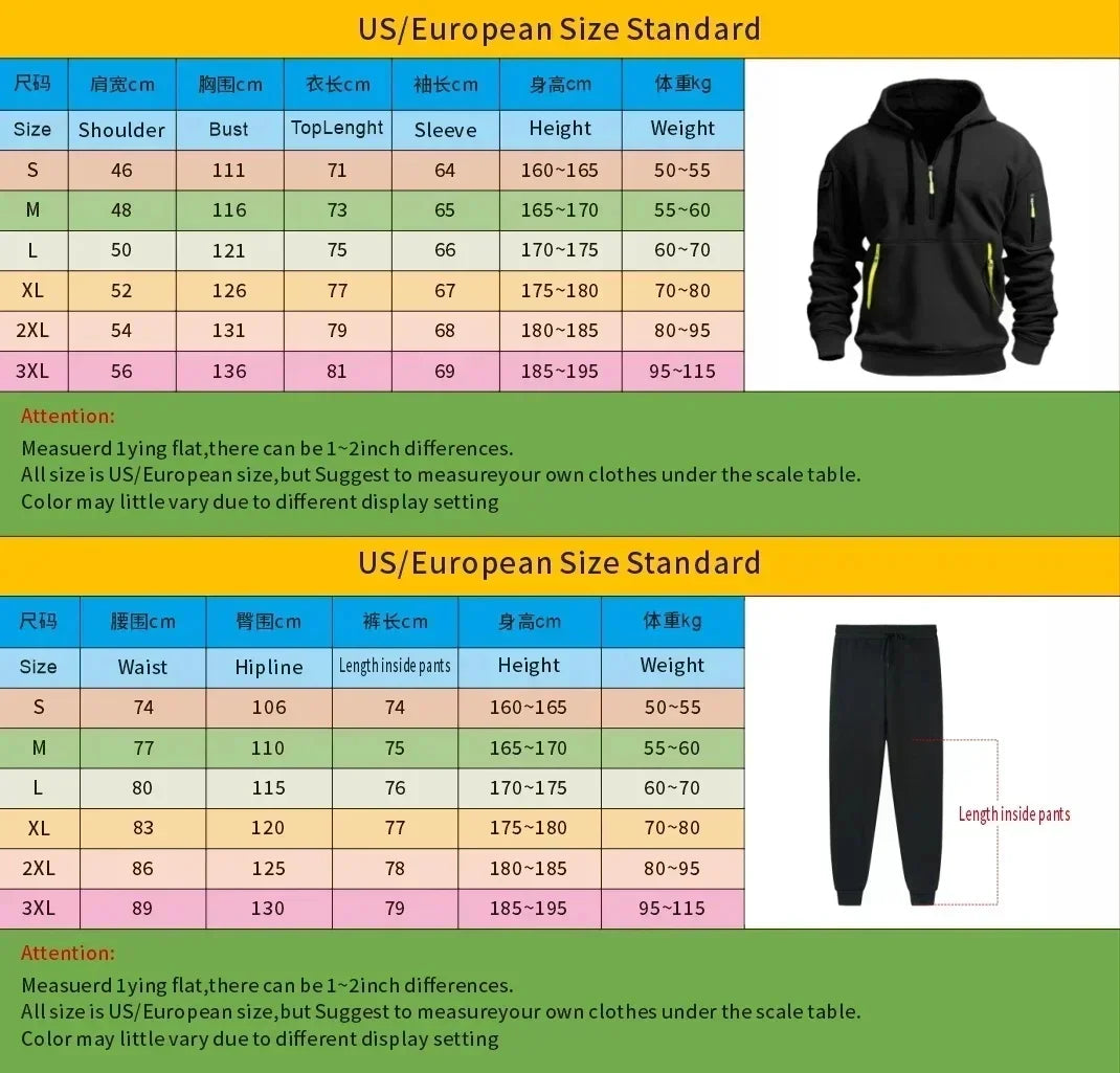 Men's Tracksuit Hoodies Pants Plus Size Autumn Winter Daily Casual Sporty Jogging Suit Fashion Sweatshirt Outfit Male Sports Set