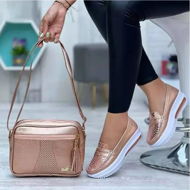 Women Sneakers Leather Fashion Wedge Breathable Zapatos De Mujer Women breathable sports shoes Platform casual shoes for Women