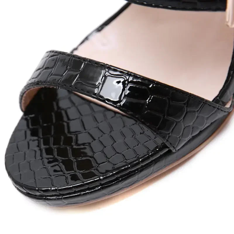 Women's Sandals Open Toe High Heeled Slippers Big Buckle Heels  Sandalias Mujer  Ladies Shoes  Heels Women Slender Heel