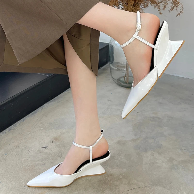 Fashion Wedges Shoes For Women Pointed Toe Female Footwear New 2026 Casual Ladies High Heels Sandals Slingbacks Heel Pumps