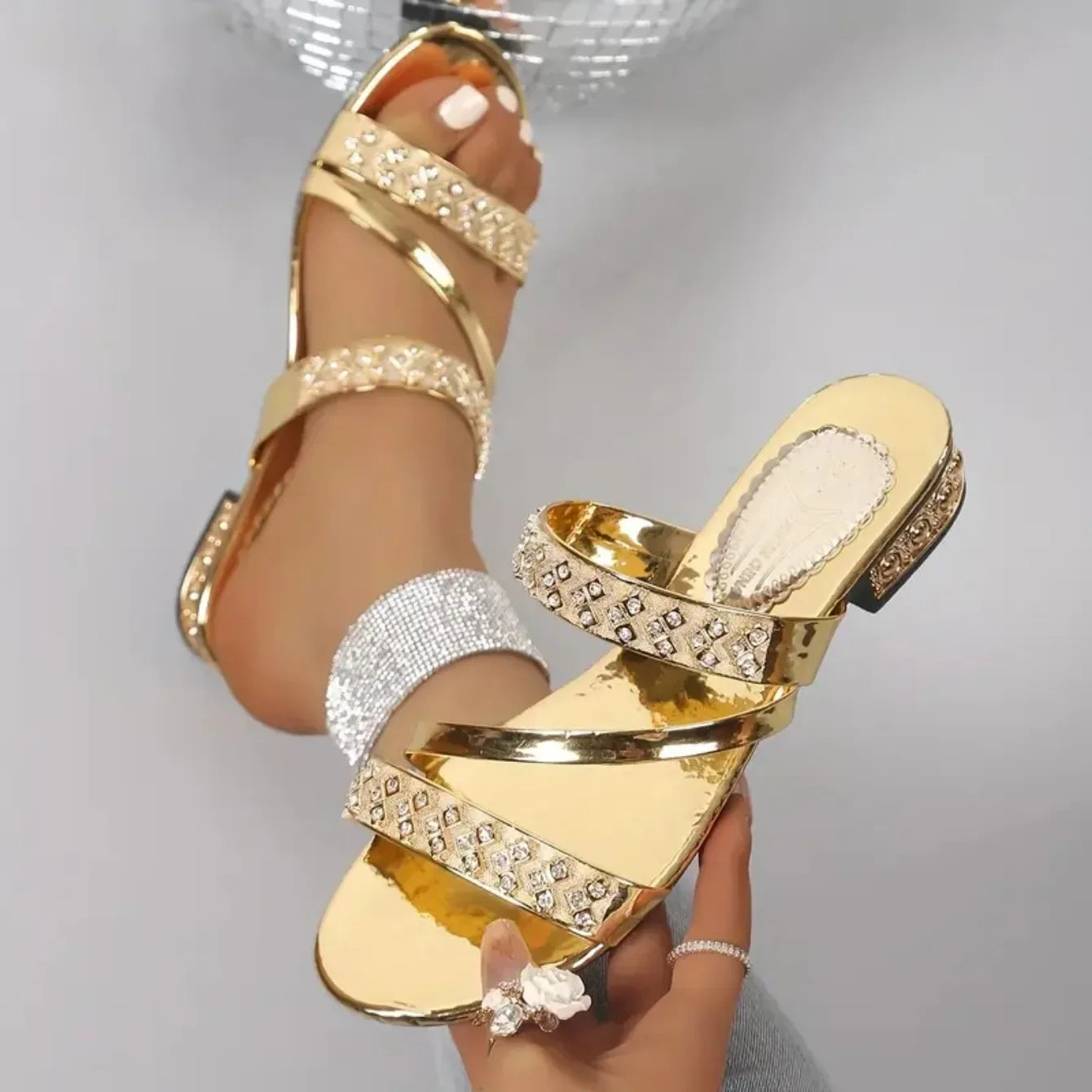 2025 Summer New Women Sandals Sexy Party Shoes Slip-On High Heels Sandals Open Toe Rhinestones Women Platform Sandalias De Mujer