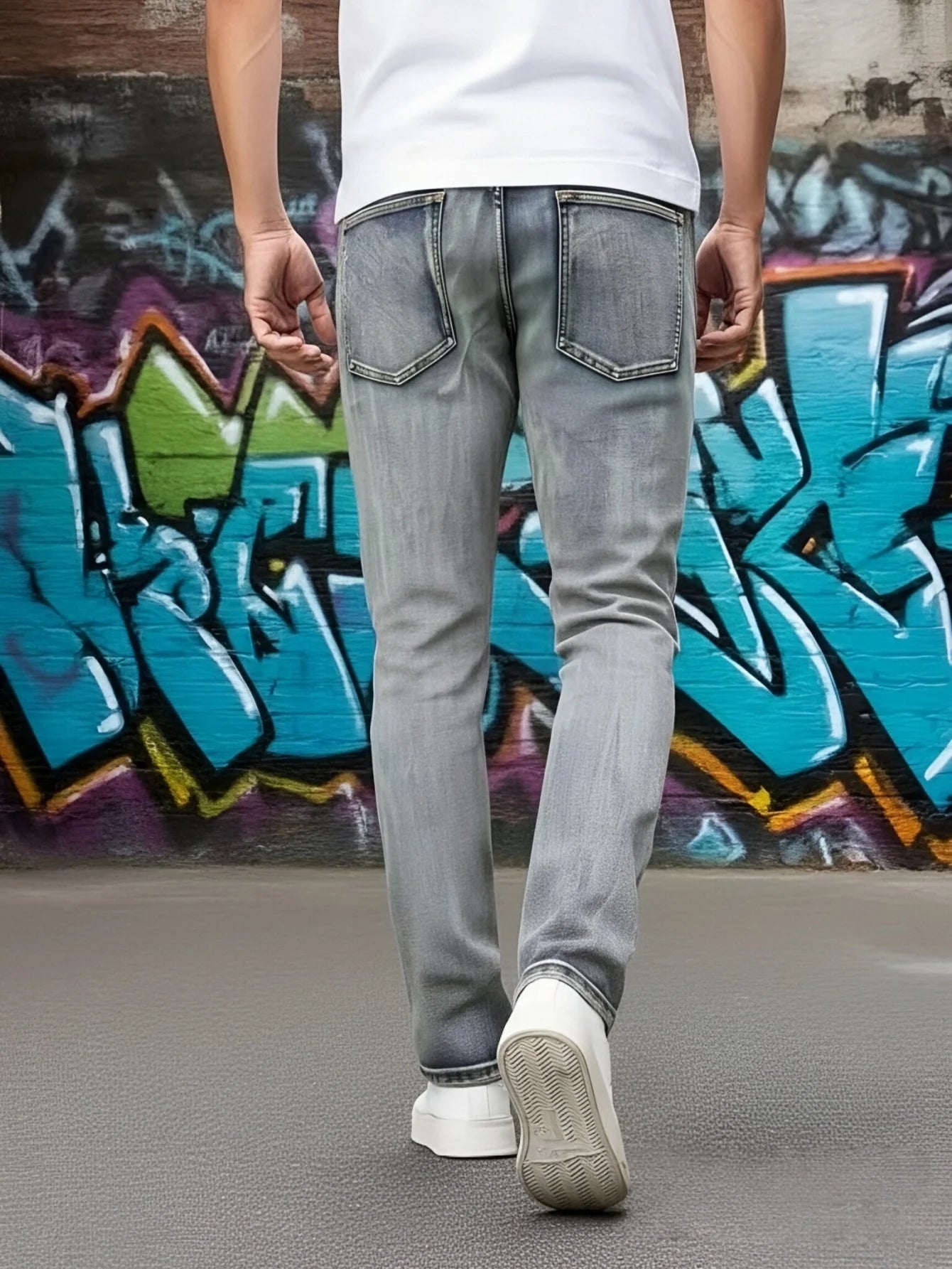 Men's Jeans With Fashionable Devil Print  High Waisted and Wide Leg Style  Enjoy Promotional Discount With Free Shipping