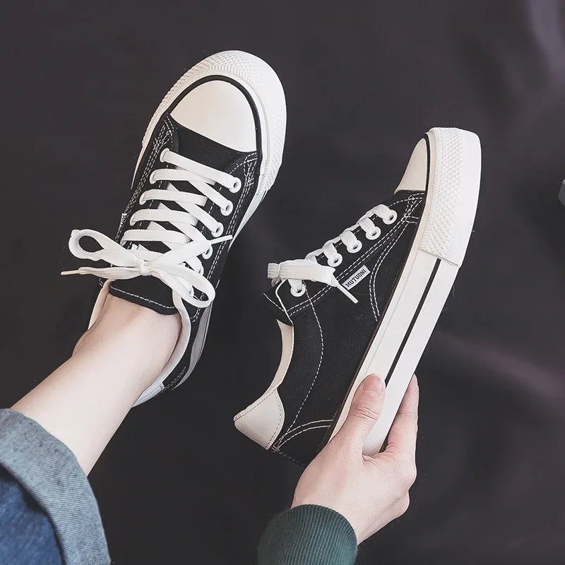 Women's Shoes Canvas Shoes Spring Thick Soled Height Increasing Sneakers Trendy Versatile Board Shoe Student Vulcanized Shoe