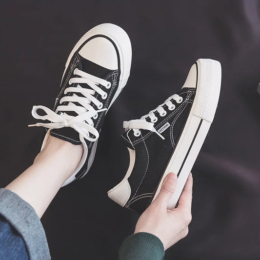 Women's Shoes Canvas Shoes Spring Thick Soled Height Increasing Sneakers Trendy Versatile Board Shoe Student Vulcanized Shoe