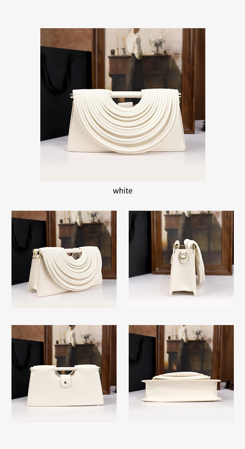 The 2025 new hand-held woven bag with lines is a unique, high-end, individual and fashionable handbag for women