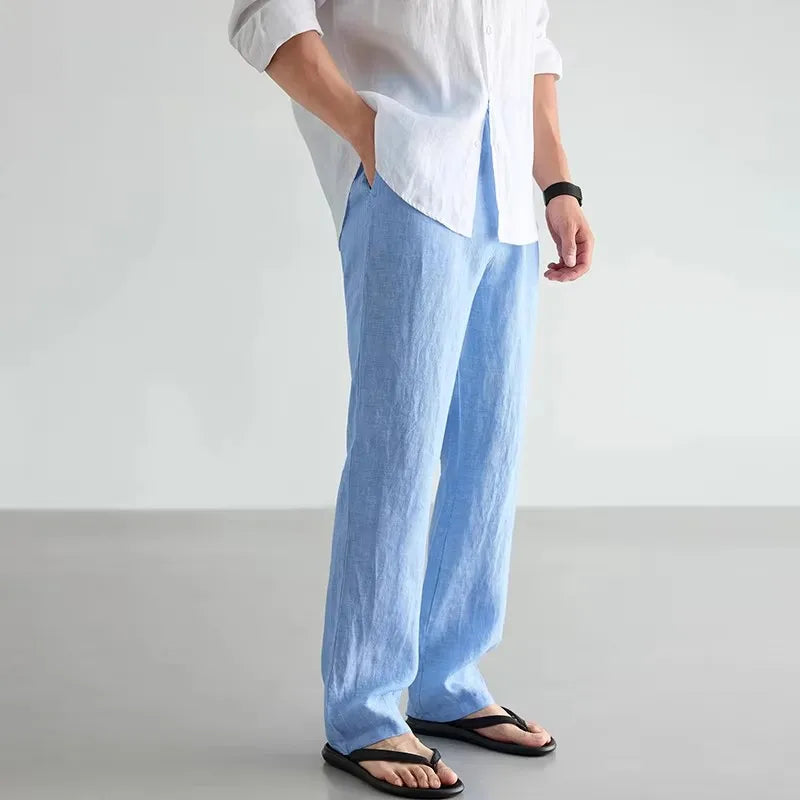 100% Linen Cotton Pants Men Breathable Joggers Sweatpants Hip Hop Streetwear Male Jogger Clothing Casual Fashion Trouser For Men