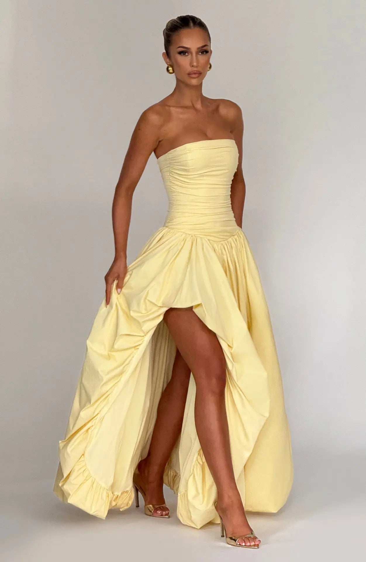 Sexy Evening Club Party Dresses Women 2026 Summer Bandage Lace Up Split Maxi Long Dress Elegant Strapless Backless Robe
