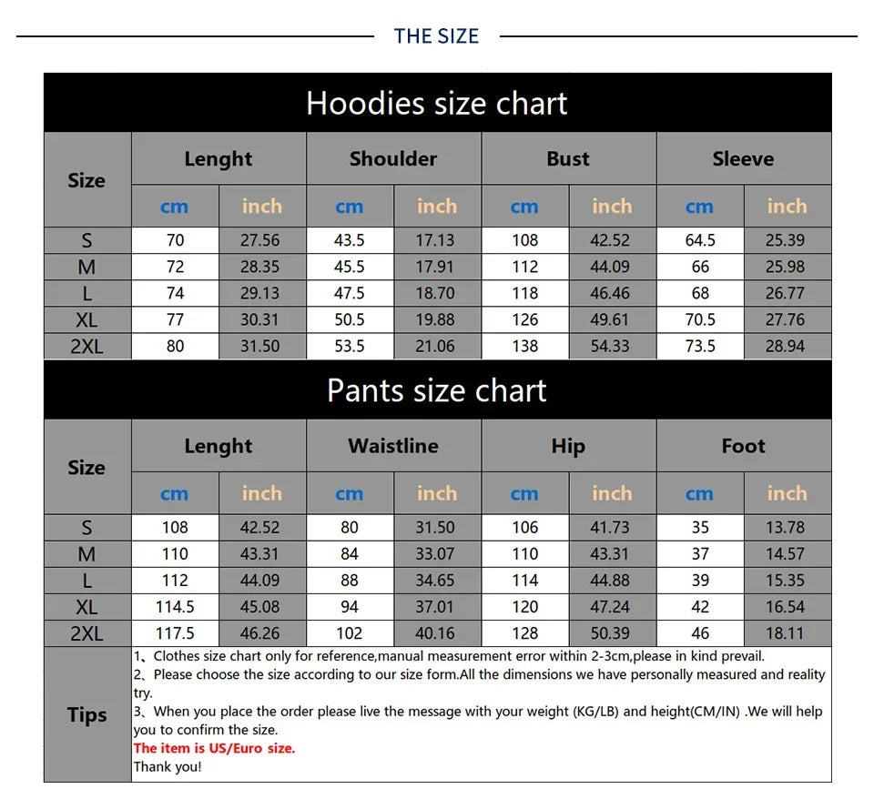 2026 Tracksuits Running Sets Men's Sportswear Autumn Winter 2 Pieces Sweatshirt+Pants Brand Blue Jogging Clothes Sports Suit