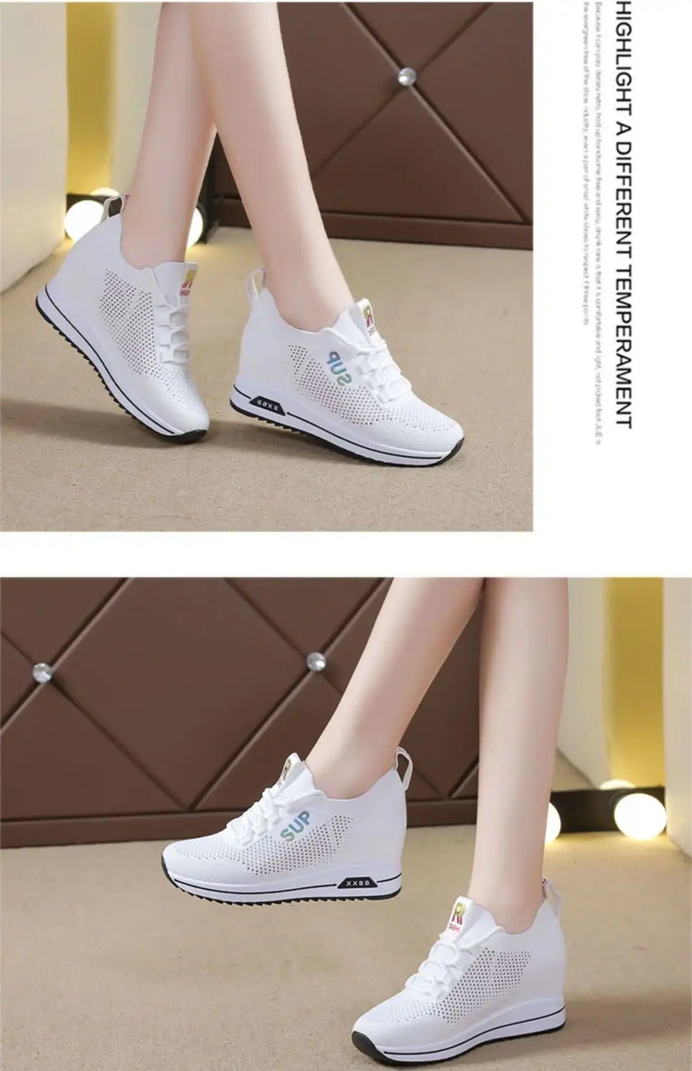 2025 Women's Wedges Shoes Platform Shoe Spring Breathable Casual Shoes Woman Fashion Sneakers Height Increasing Vulcanize Shoes