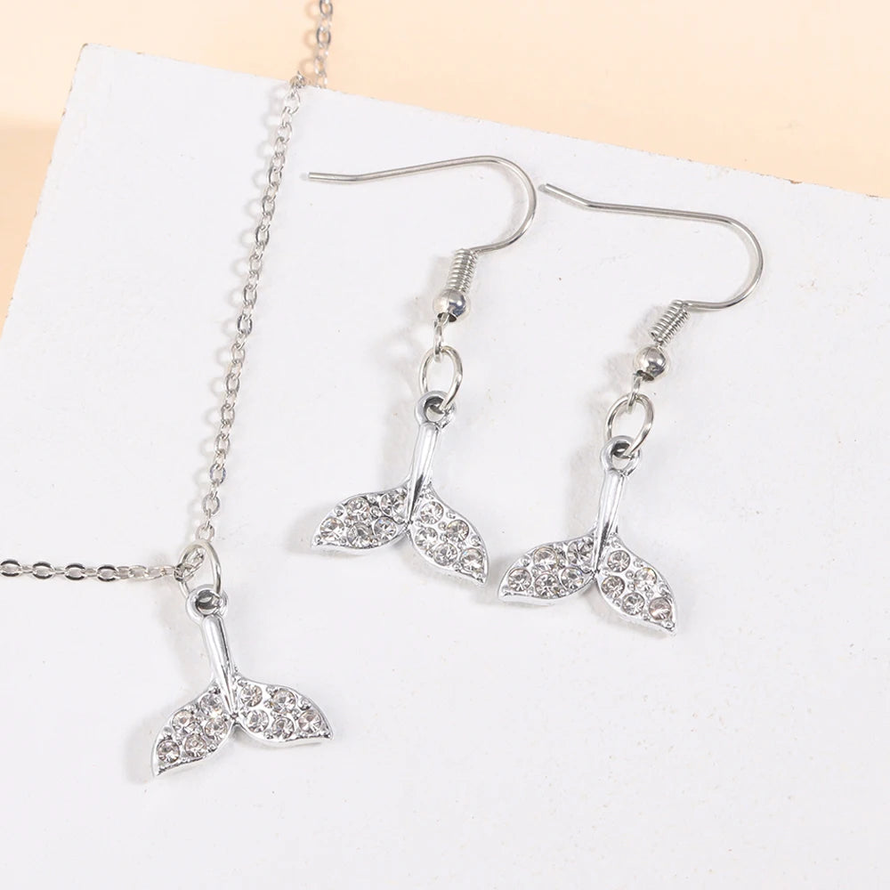 Gold/Silver Color Jewelry Set Luxury Shining Zircon Bear Crown Planet Earrings Necklace Sets For Party Anniversary Exquisite Gif