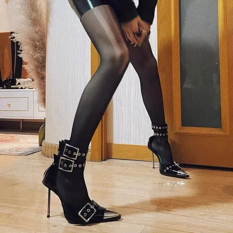 Women Shoes Spring New High Heels Pointed Toe Ankle Buckle Party Retro Fashion Ladies Sandals Shoes Zapatos Muje 2025