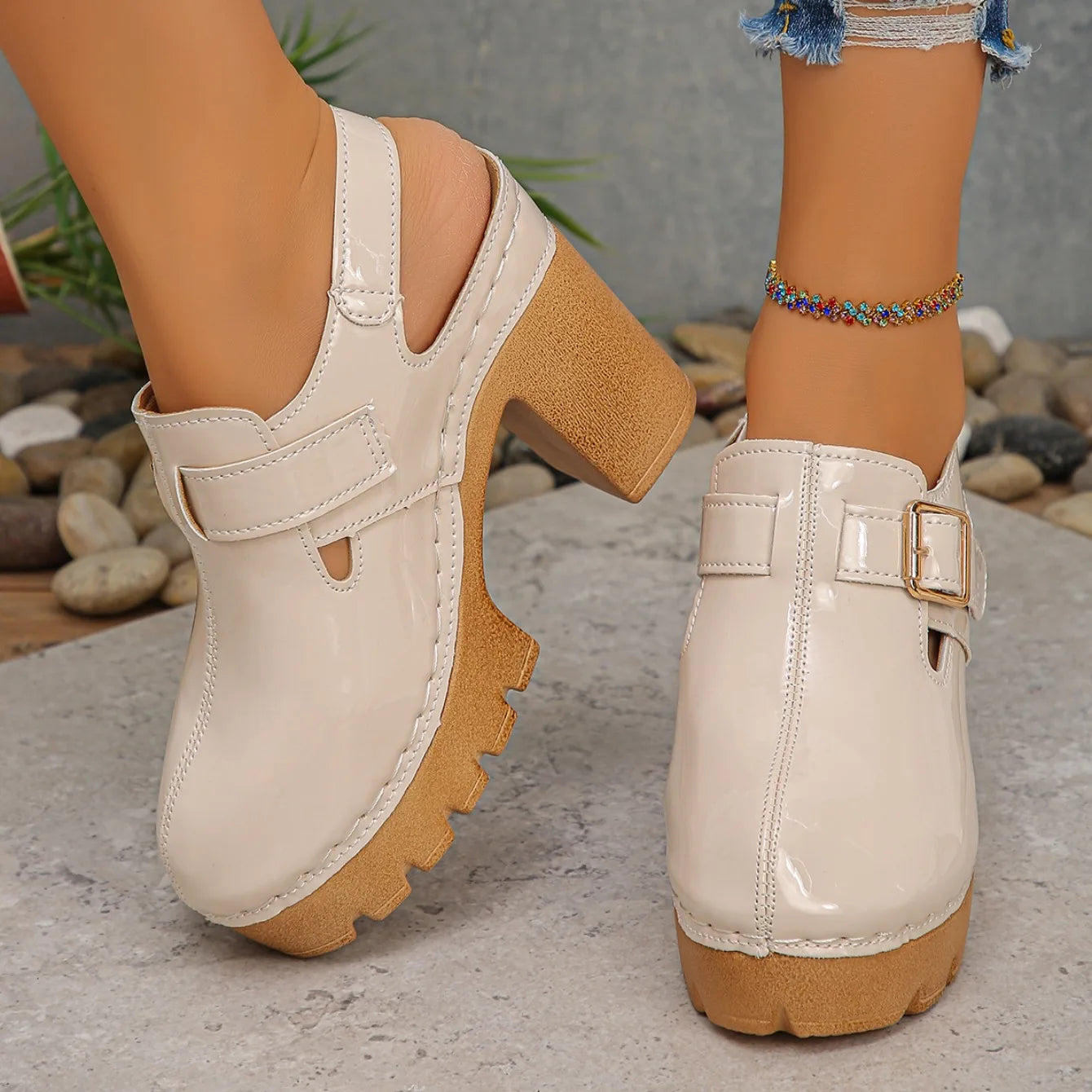 Super High Heels Sandals for Women Round Toe 2025 Summer Chunky Heel Comfortable Shoes Closed Toe Sophisticated Women's Shoes