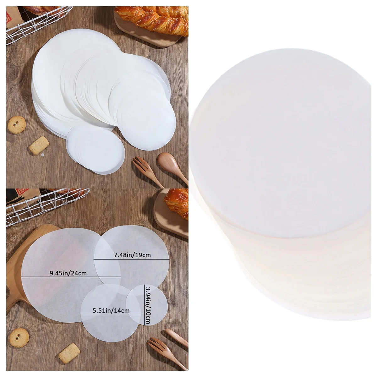 50Pcs Baking Oiled Paper Circle Parchment Paper Multifunction Liner BBQ Oven Patty Hamburger Paper Steamer Liners Baking Tool