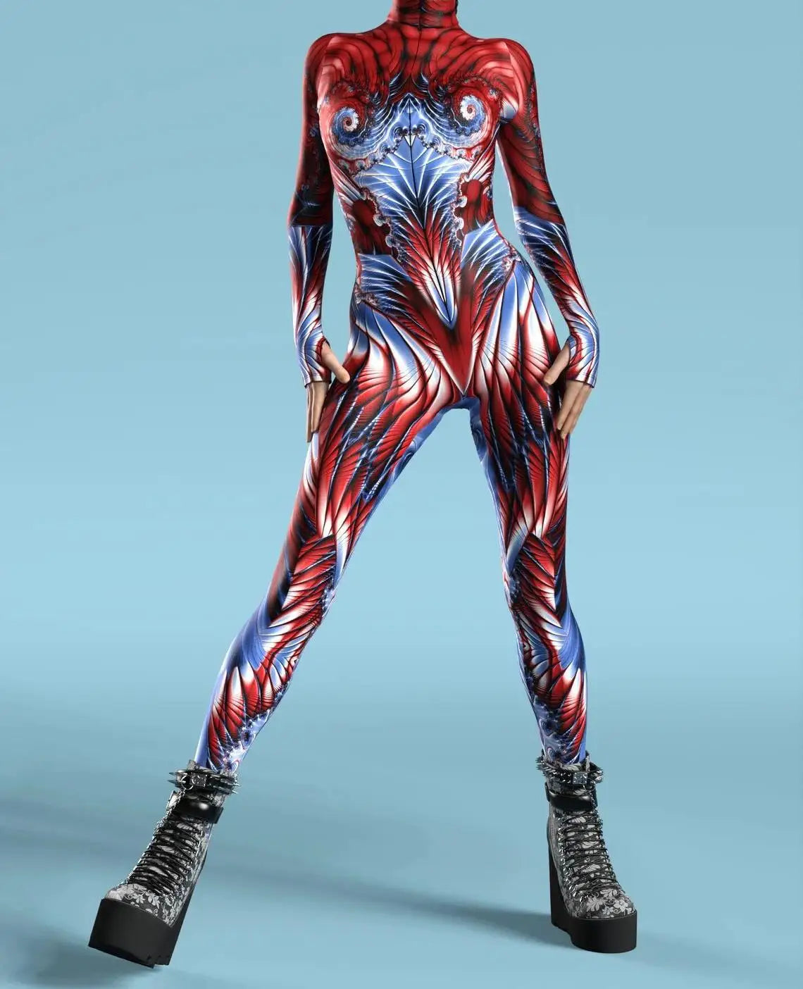 UR1 Women Jumpsuit Dense Color Dots 3D Pattern Adults Halloween Cosplay Costume Party Jumpsuits Carnival Bodysuit Monos Mujer