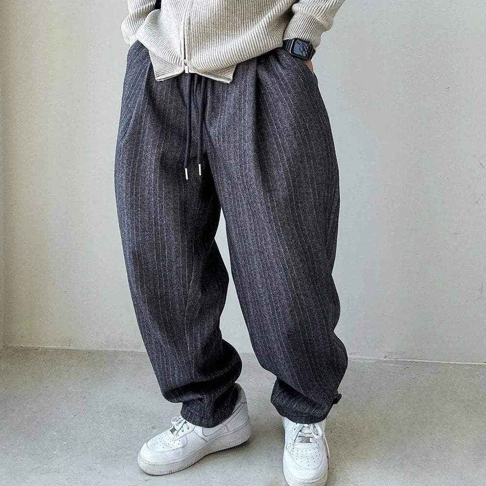 Mens Pants Casual Acrylic Pants Autumn Streetwear Fashion Personality Versatile Trend Comfort Wide-Leg Pants Men'S Clothing