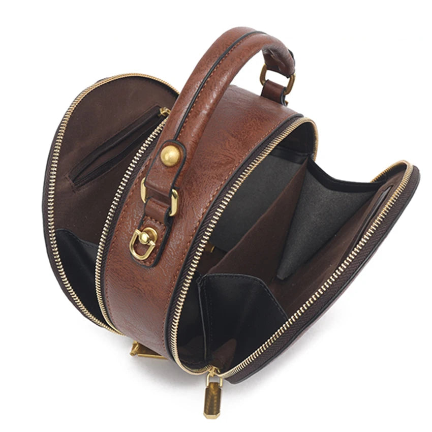 Vintage Handbag Women Shoulder Bag Luxurious Designer Round Bag High-quality Gift Embossed Printed Crossbody Purse for New Women