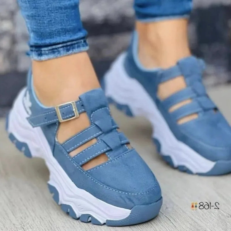 Fashion Sandals for Women Popular Buckle Thick Bottom Design Breathable Open Toed Women's Sandals Flat Casual Sports Shoes 슬리퍼