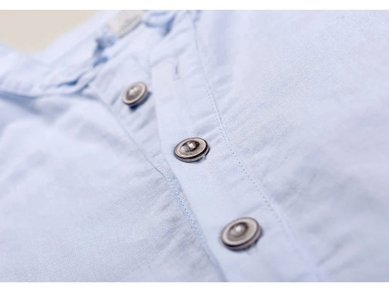 Streetwear Summer Fashion Shirt Men Short Sleeve Casual Cotton Linen Shirt Hombre Round Collar Designer Leisure T-shirt Men
