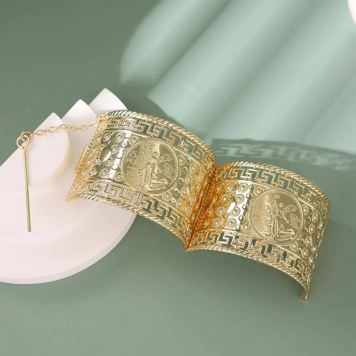 Arabic Bride Bracelet Gold Plated Bangel Coin Big Size Bracelet Algerian Traditional Jewelry Wedding Dress Accessories