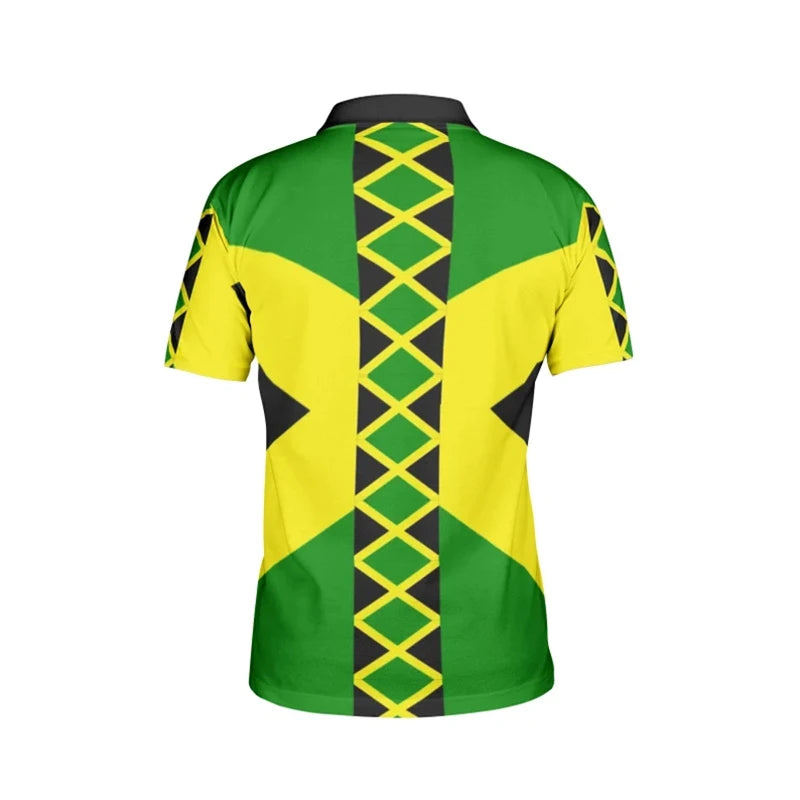 Jamaican Flag Polo Shirt Men Clothing Patriotic Fashion Streetwear Lapel Tee Summer Casual Fashion Sports 3D Print Polo Shirts