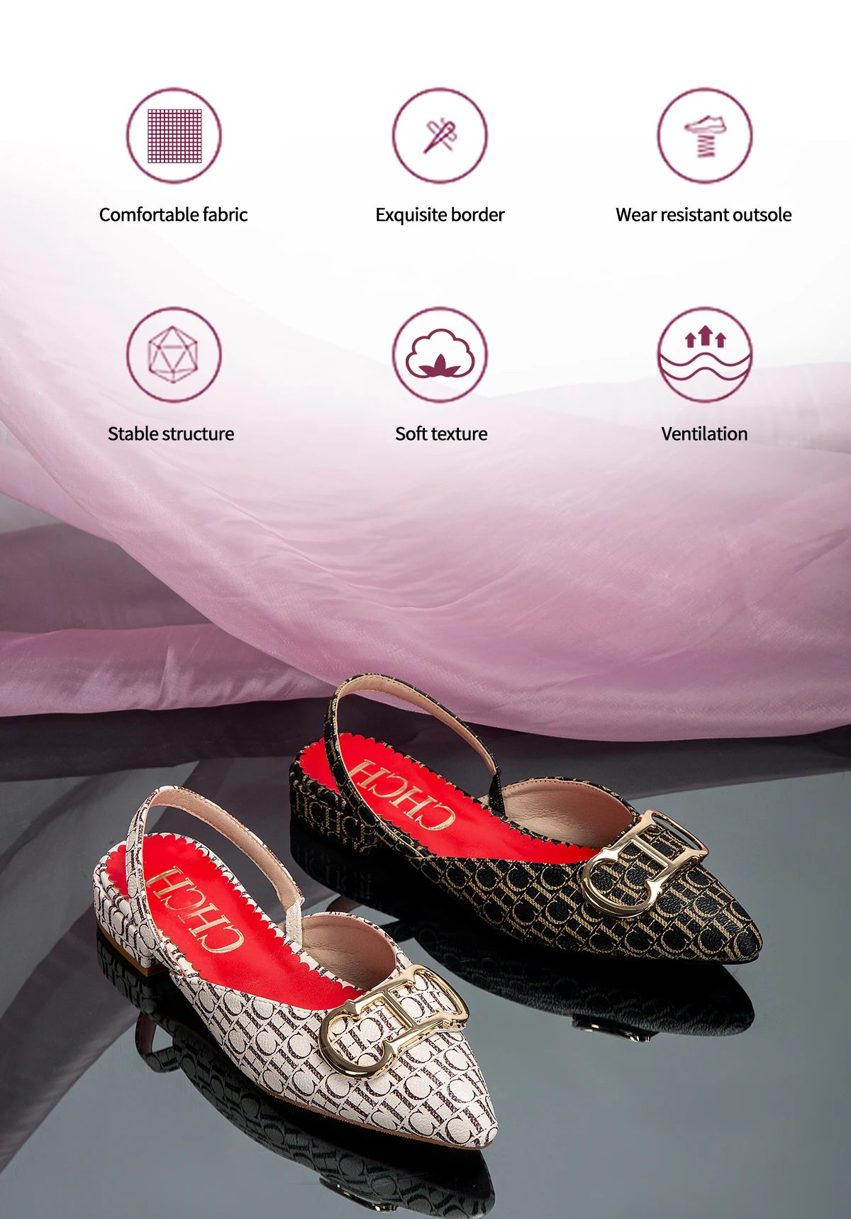Classic Women's New 2024 Women's Low Heel Sandals Fashion Retro Design Letter Women's New Low Heel Shoes