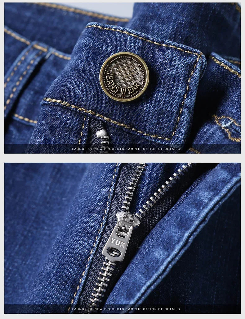 2025 Men's New Men's Fashion Casual Jeans Classic Style Casual Stretch Slim Fit Jeans Men's Denim Pants Black Blue Men's Style