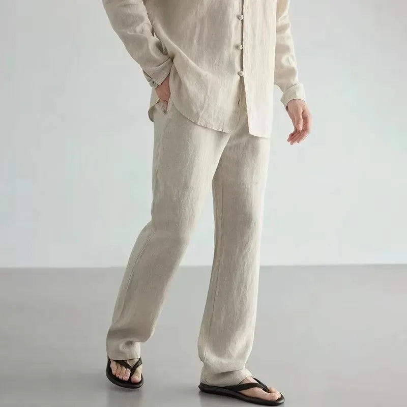 100% Linen Cotton Pants Men Breathable Joggers Sweatpants Hip Hop Streetwear Male Jogger Clothing Casual Fashion Trouser For Men