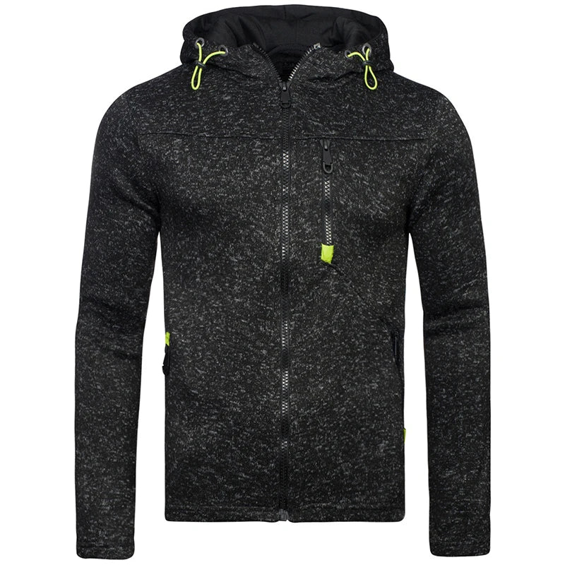Men's Hoodie with Side Zipper Pockets Thin Wool Solid Color Tracksuit Casual Everyday Outdoor Hooded Tracksuit Long Sleeves
